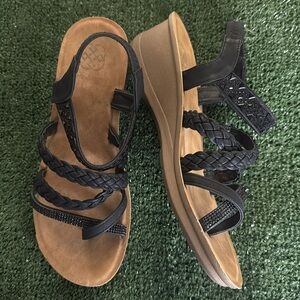 Daisey Fuentes Women’s wedge sandals,rhinestones & elastic back for comfort